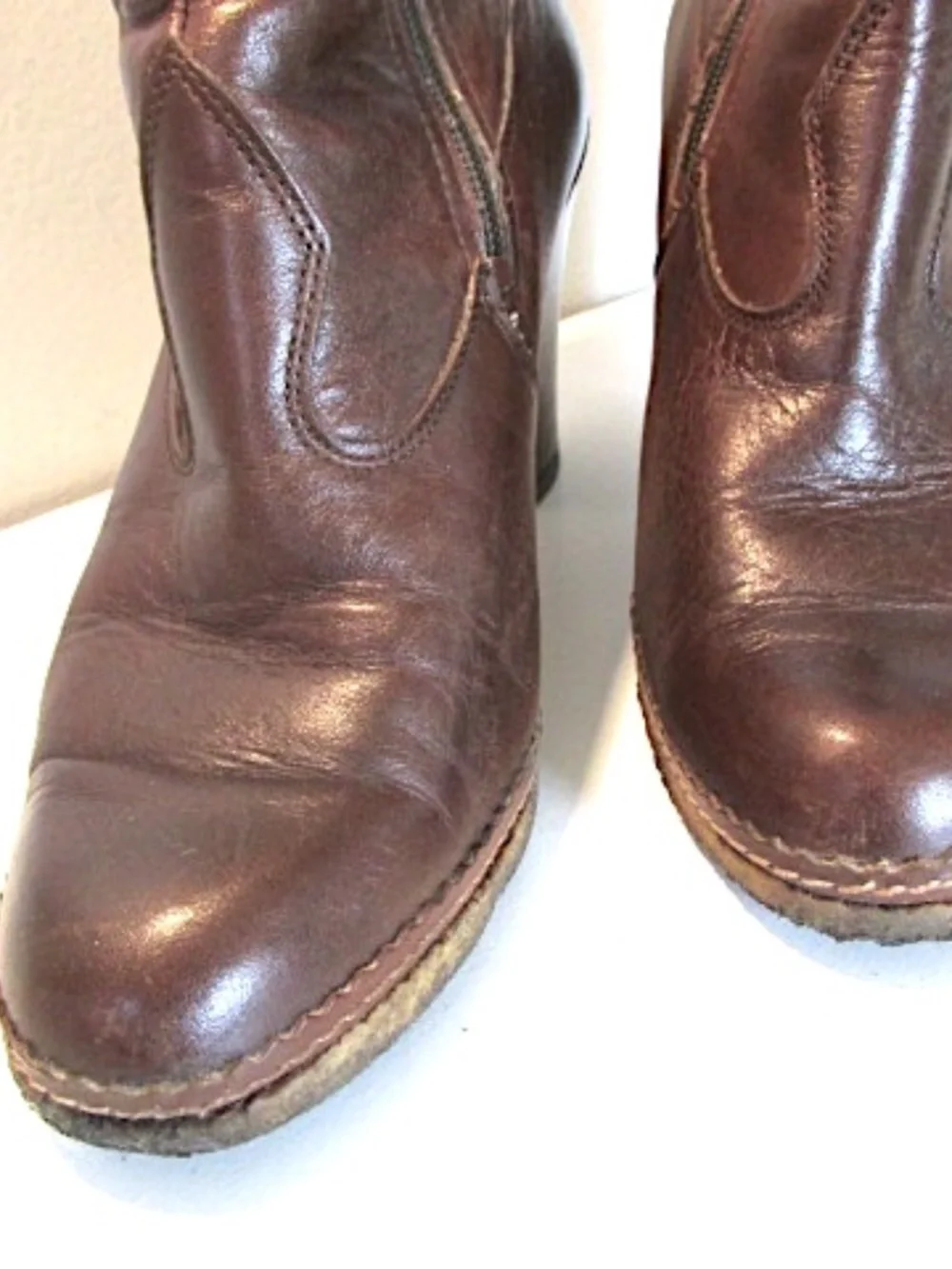 Western Style Leather Ankle Boots, Size 5.5